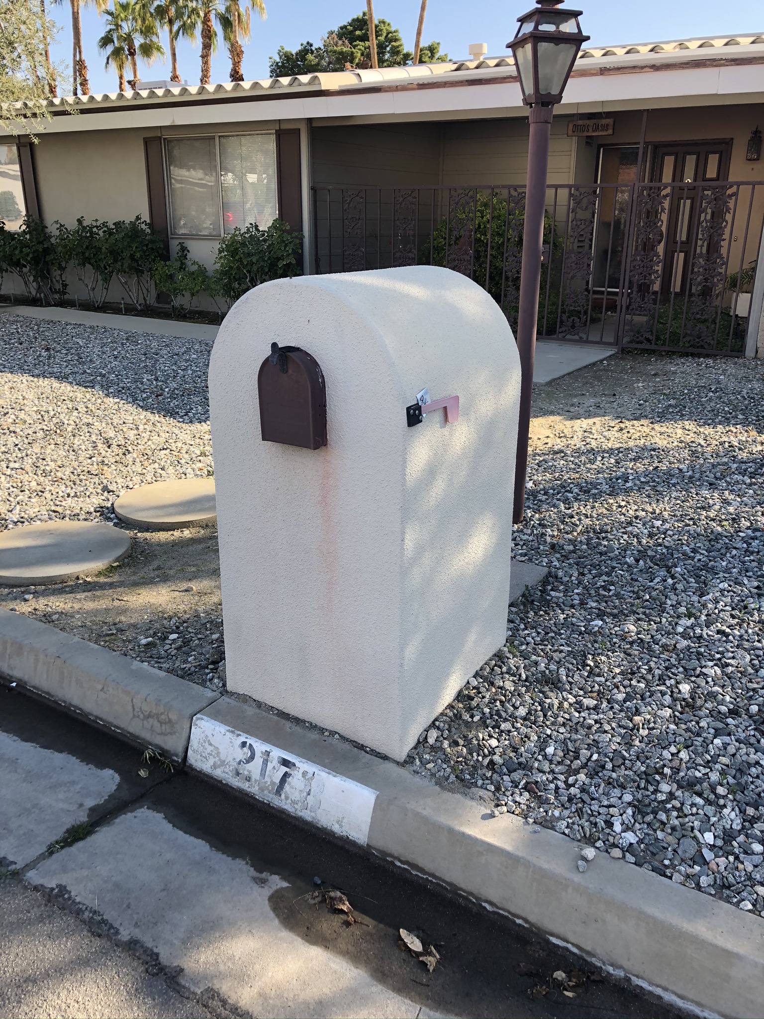 Mailbox brick block stucco enclosure