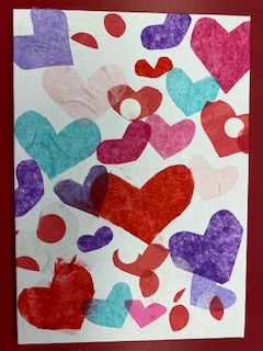 tissue paper heart canvas 