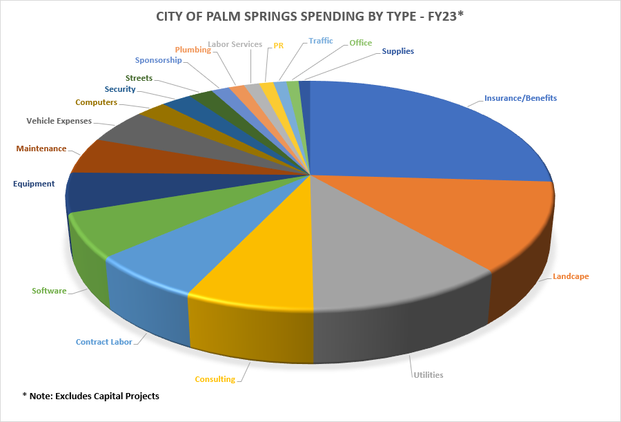 City of Palm Springs Spending by Type - FY 2023